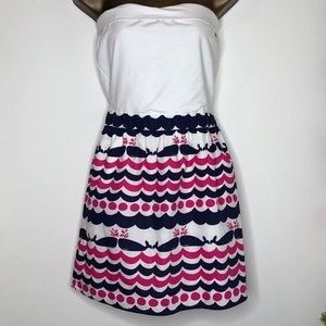 Lilly Pulitzer white w/blue whales strapless dress